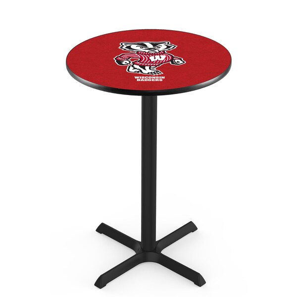 42" Blk Wrinkle Wisconsin "Badger" Pub Table